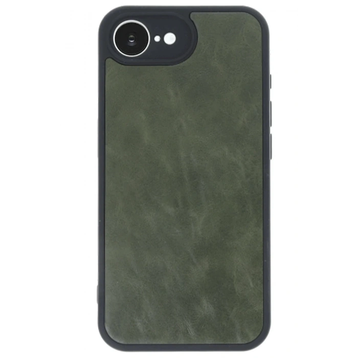 iPhone 16E Kılıf Aras Deri Kapak - Koyu Yeşil