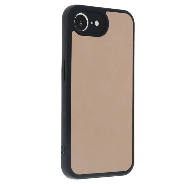 iPhone 16E Kılıf Aras Deri Kapak - Pudra