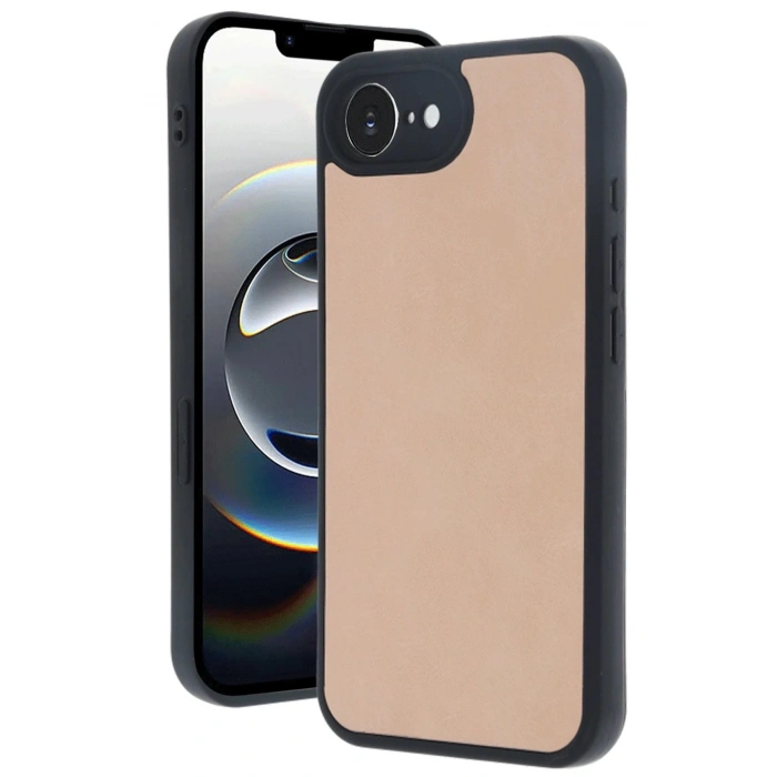 iPhone 16E Kılıf Aras Deri Kapak - Pudra