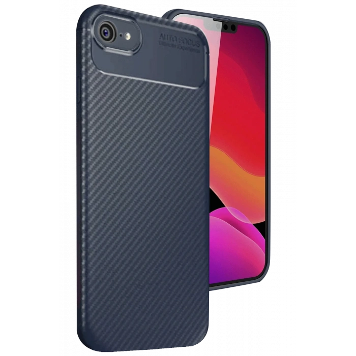 iPhone 16E Kılıf Auto Focus Karbon Kapak - Lacivert