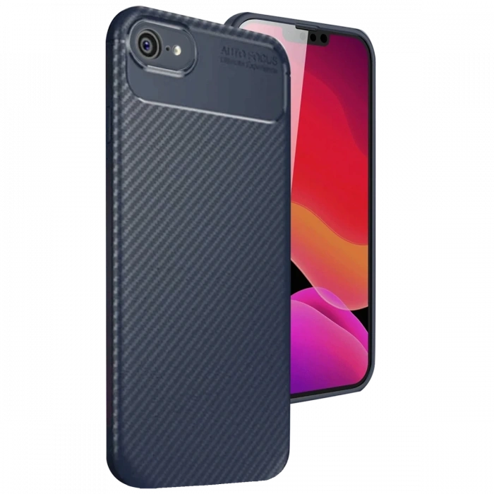 iPhone 16E Kılıf Auto Focus Karbon Kapak - Lacivert
