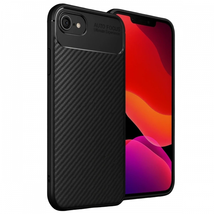 iPhone 16E Kılıf Auto Focus Karbon Kapak - Siyah