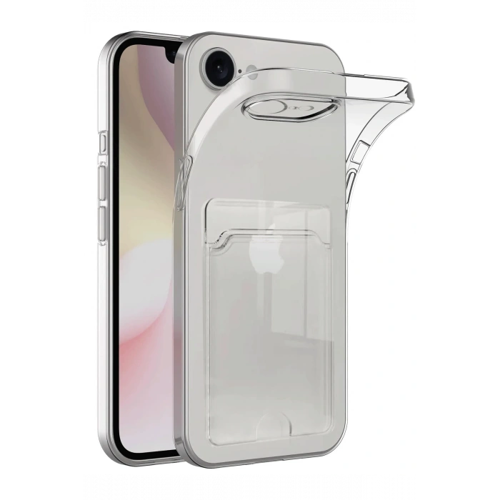 iPhone 16E Kılıf Kart Şeffaf Silikon - Şeffaf