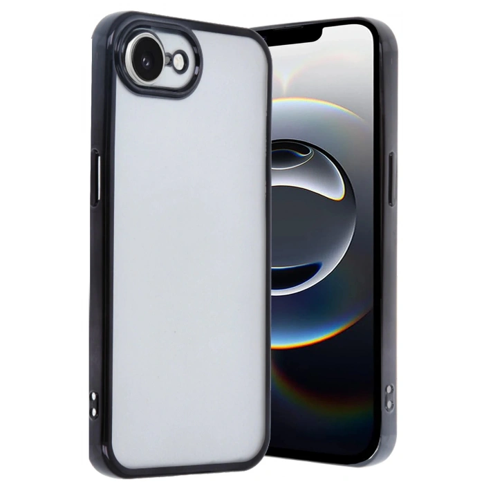 iPhone 16E Kılıf Lensli Silikon - Siyah