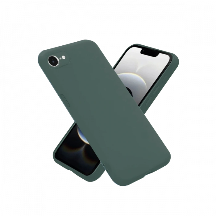 iPhone 16E Kılıf Nano içi Kadife Silikon - Koyu Yeşil