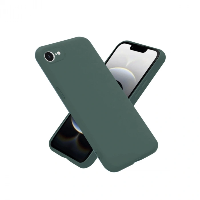 iPhone 16E Kılıf Nano içi Kadife Silikon - Koyu Yeşil
