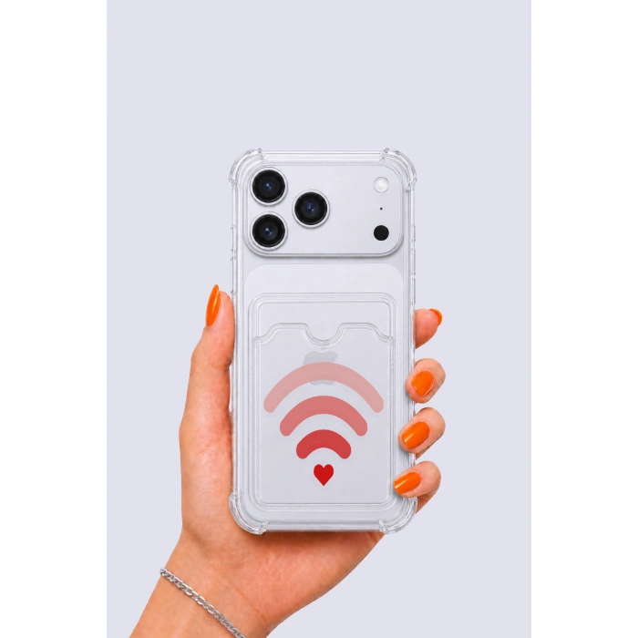İphone 17 Pro Max Kartlıklı Aşk Sinyali Desenli Kılıf