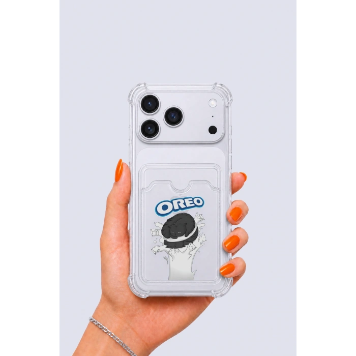 İphone 17 Pro Max Kartlıklı Oreo Desenli Kılıf
