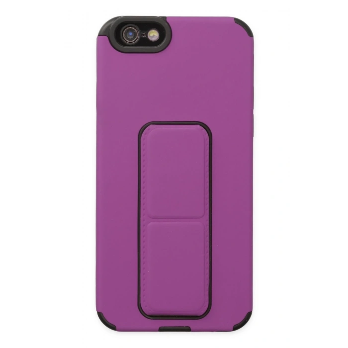 iPhone 6 Kılıf Mega Standlı Silikon - Mor
