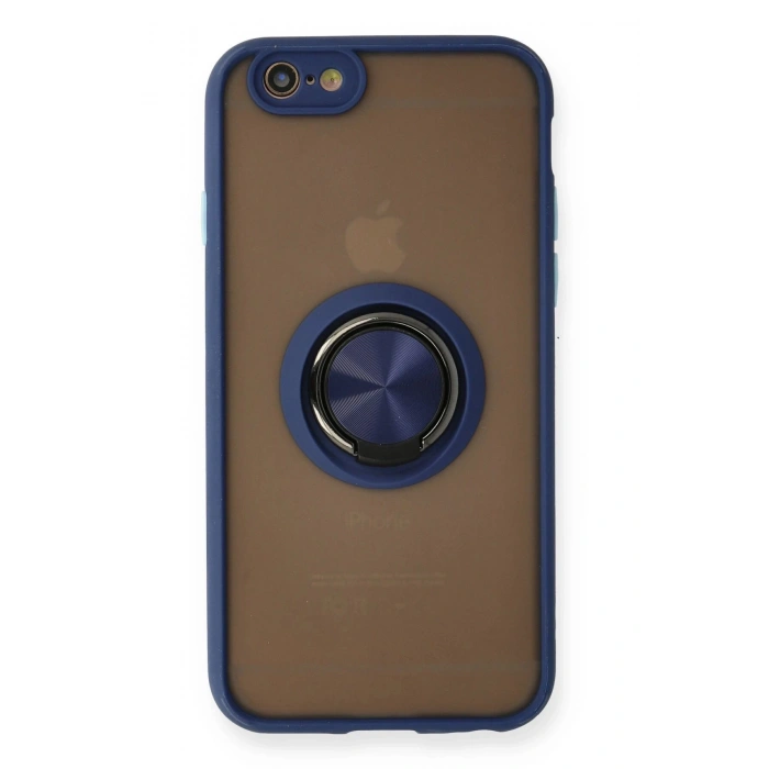 iPhone 6 Kılıf Montreal Yüzüklü Silikon Kapak - Lacivert