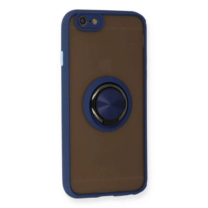 iPhone 6 Kılıf Montreal Yüzüklü Silikon Kapak - Lacivert