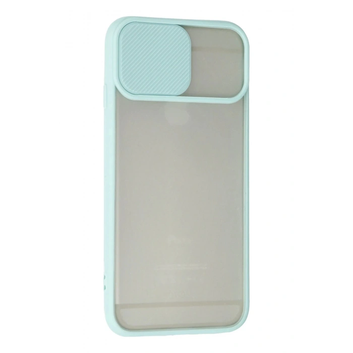 iPhone 6 Kılıf Palm Buzlu Kamera Sürgülü Silikon - Turkuaz