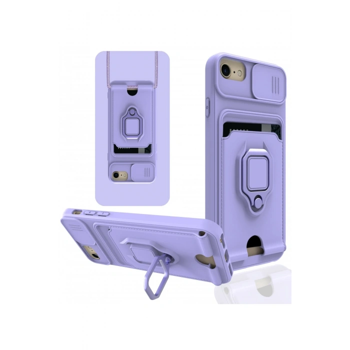 iPhone 6 Kılıf Zuma Kartvizitli Yüzüklü Silikon - Lila