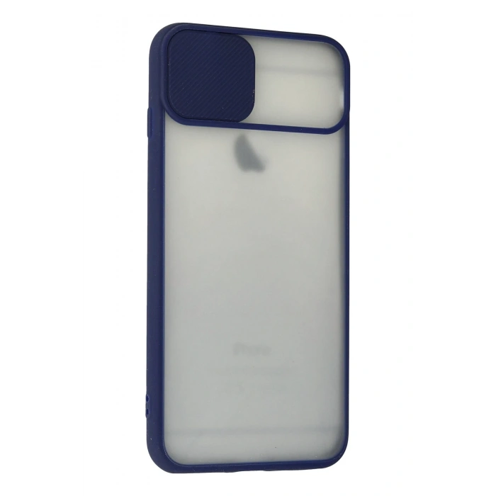 iPhone 6 Plus Kılıf Palm Buzlu Kamera Sürgülü Silikon - Lacivert