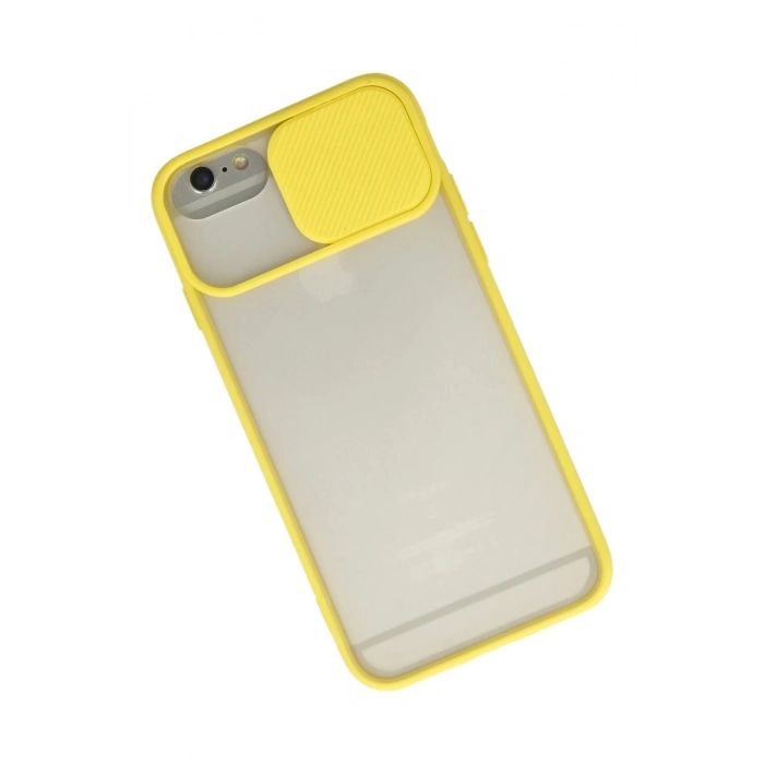 iPhone 6 Plus Kılıf Palm Buzlu Kamera Sürgülü Silikon - Sarı