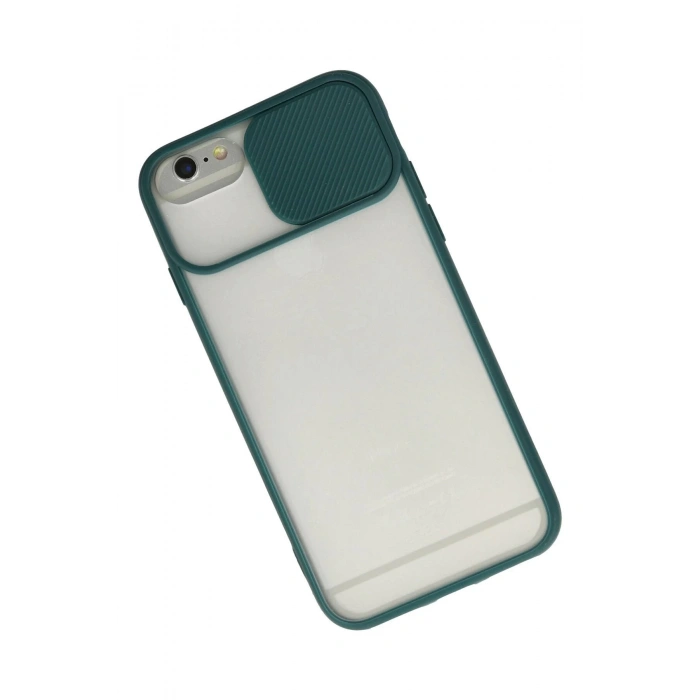 iPhone 6 Plus Kılıf Palm Buzlu Kamera Sürgülü Silikon - Yeşil
