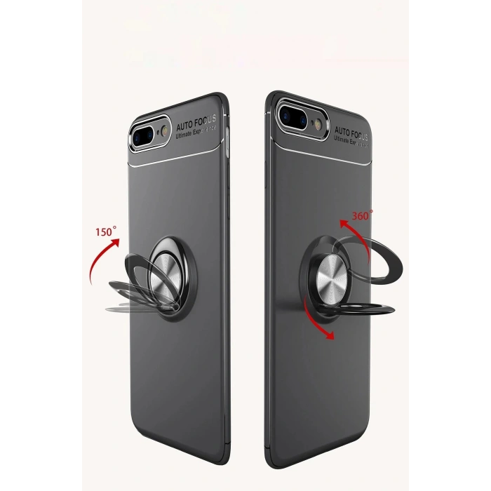 iPhone 7 Plus Kılıf Range Yüzüklü Silikon - Kırmızı