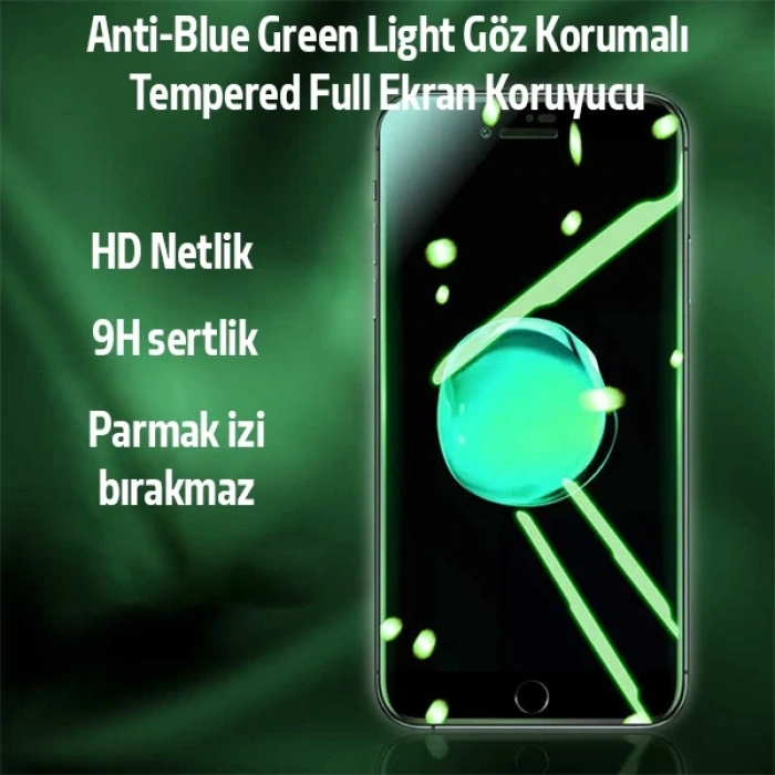 İphone Se3-se2 İphone 8-7 Anti -blue Green Light Göz Korumalı Tempered Full Ekran Koruyucu