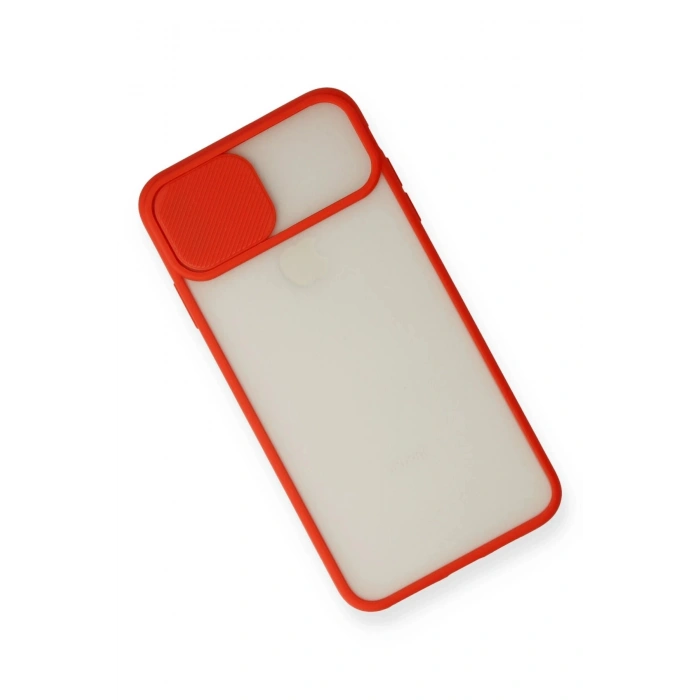 iPhone X Kılıf Palm Buzlu Kamera Sürgülü Silikon - Kırmızı