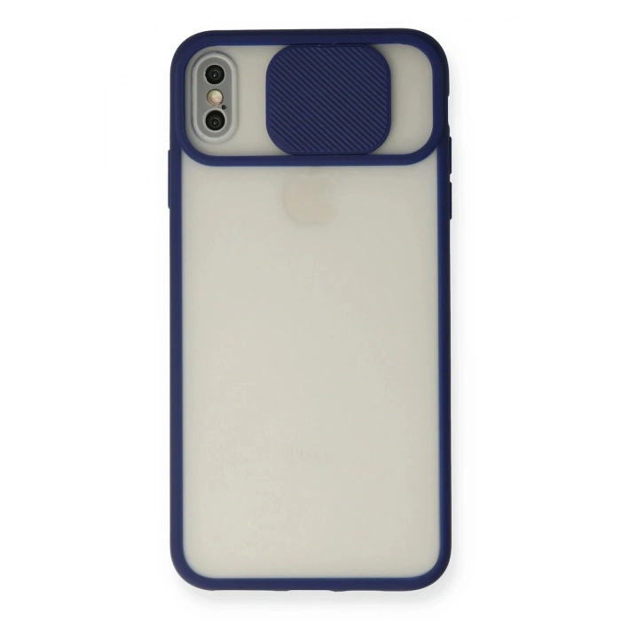 iPhone X Kılıf Palm Buzlu Kamera Sürgülü Silikon - Lacivert