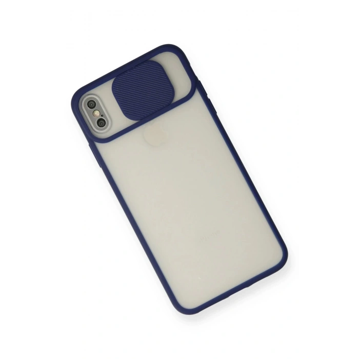 iPhone X Kılıf Palm Buzlu Kamera Sürgülü Silikon - Lacivert