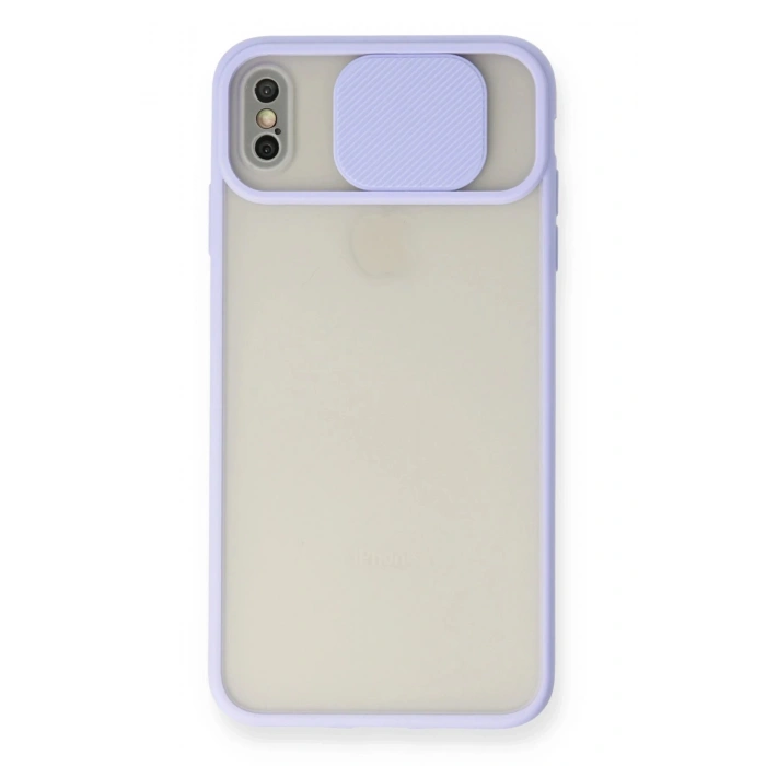iPhone X Kılıf Palm Buzlu Kamera Sürgülü Silikon - Lila