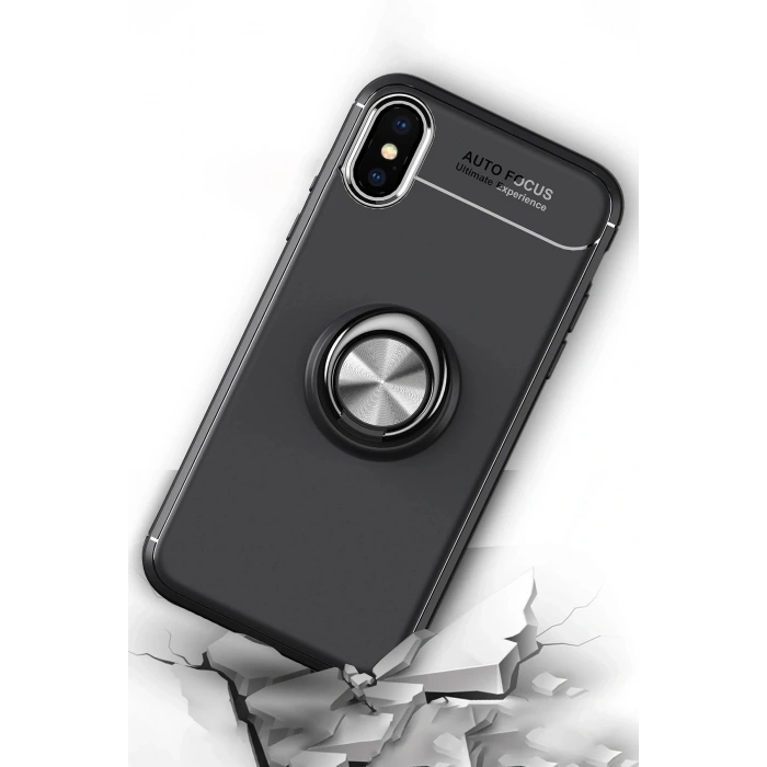 iPhone XS Kılıf Range Yüzüklü Silikon - Kırmızı