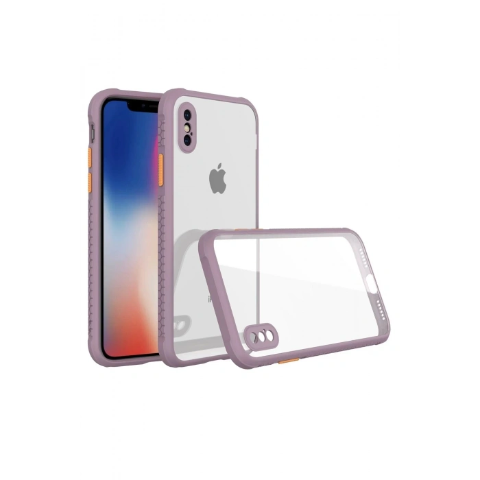 iPhone XS Max Kılıf Miami Şeffaf Silikon - Açık Mor