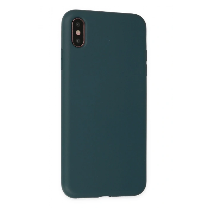 iPhone XS Max Kılıf Nano içi Kadife Silikon - Koyu Yeşil