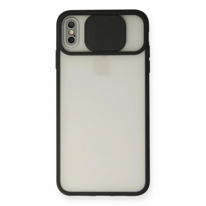 iPhone XS Max Kılıf Palm Buzlu Kamera Sürgülü Silikon - Siyah