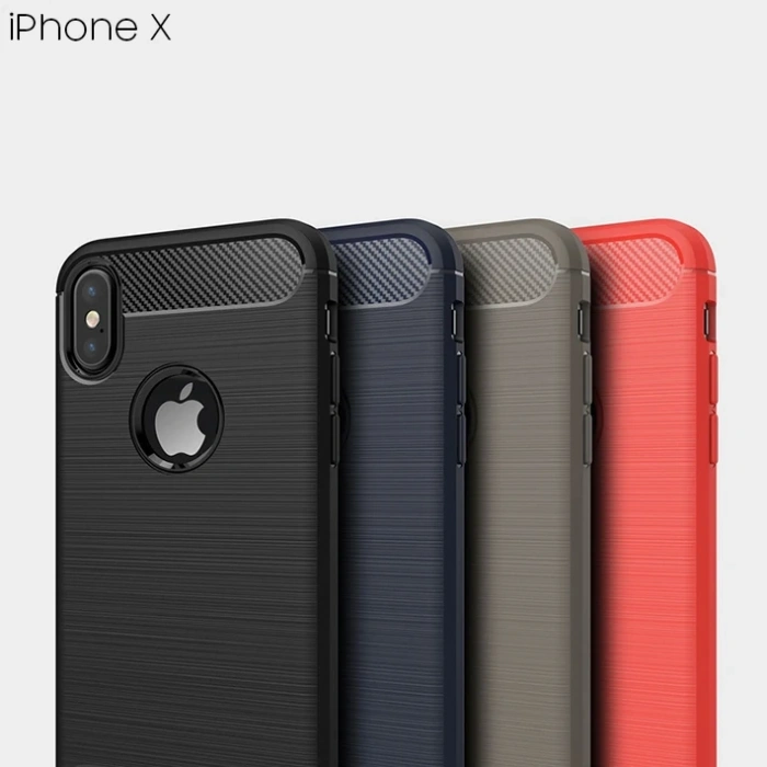 İphone Xxs Dark Ultra Koruma Karbon Fiber Silikon Kılıf