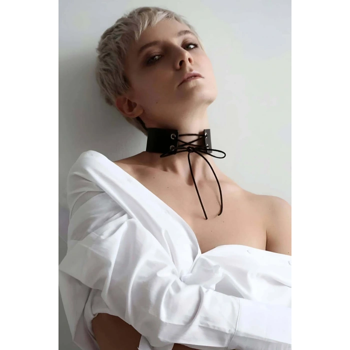 İpli Bağlamalı Deri Choker Tasma - Brf900