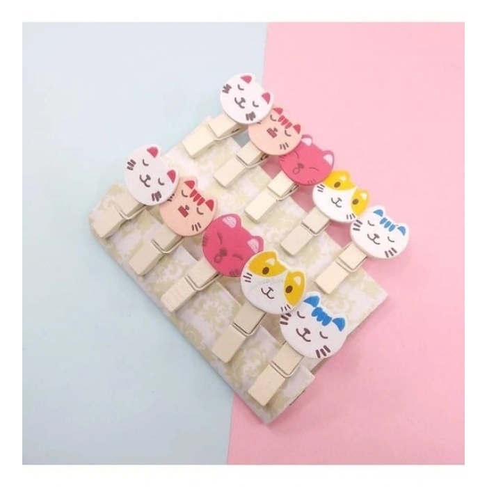 İpli Mandallı Kedili Fotoğraf Albümü Kedi Kafası Şekilli Mandal