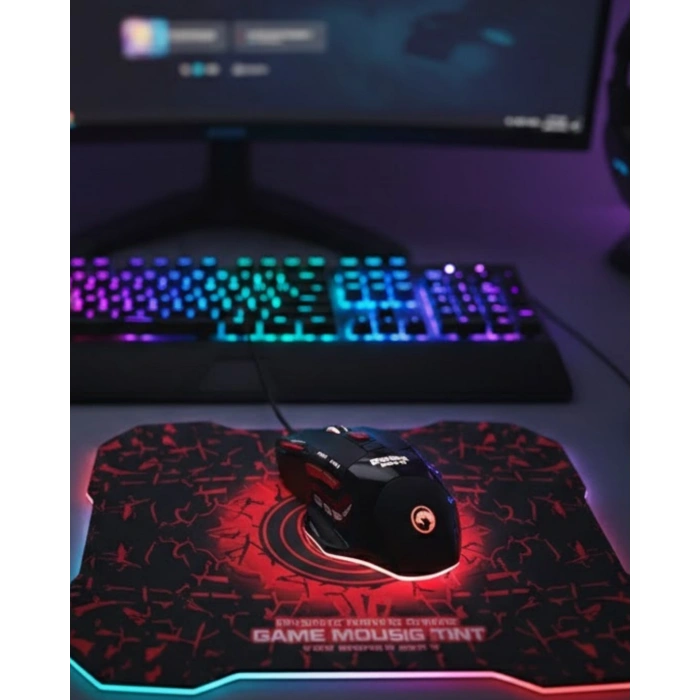 Işıklı  Mouse Ve Mousepad Seti Ergonomik Tasarım Ve Rgb Aydınlatma