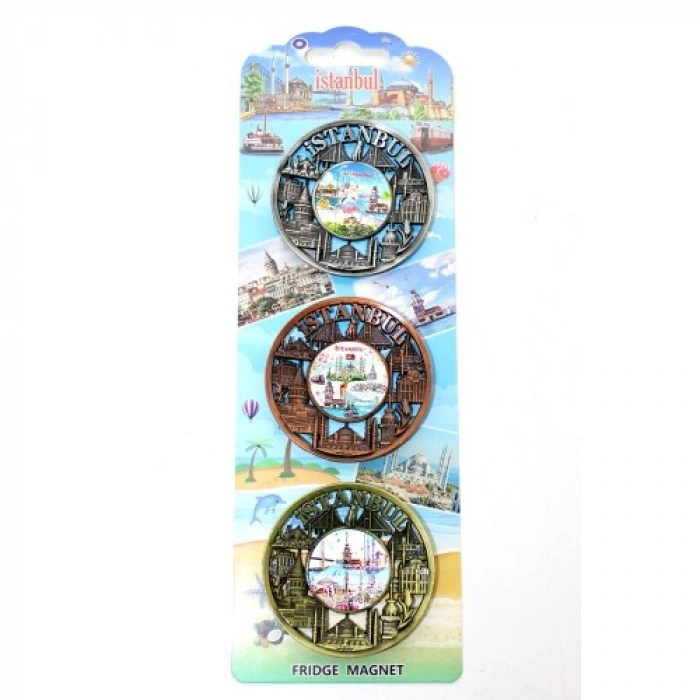 İstanbul Temalı Metal Magnet 3lü Set Model 1