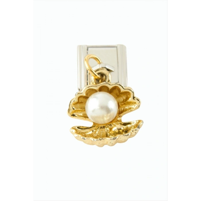 İstiridye İnci Sallatılı Çelik Charm