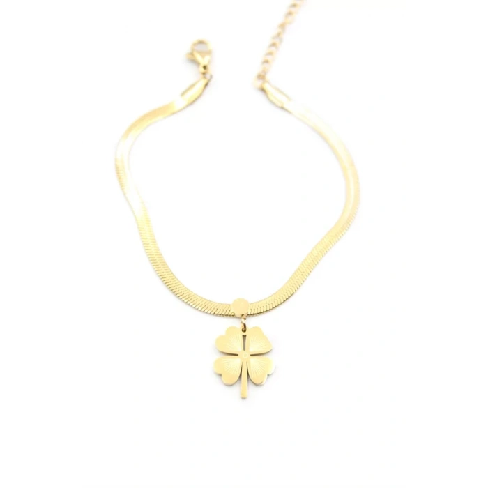 İtalyan Zincir Yonca Bileklik - Altın