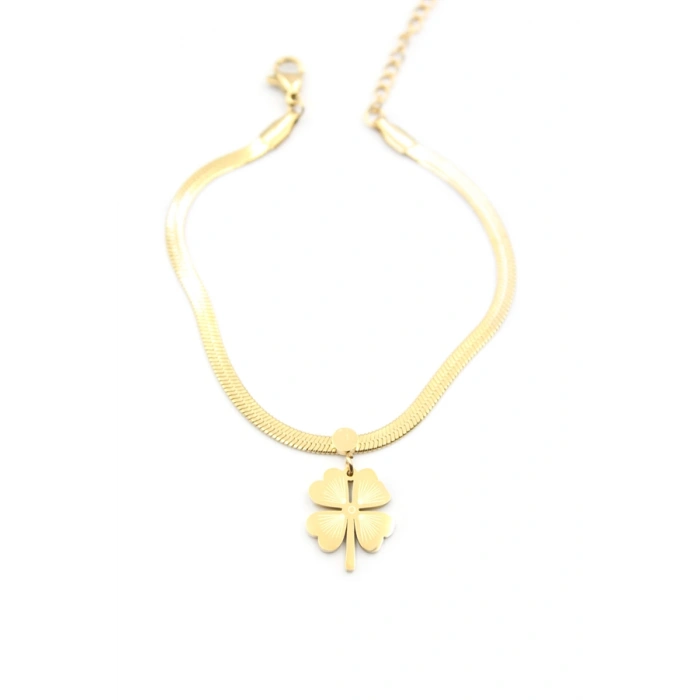 İtalyan Zincir Yonca Bileklik - Altın