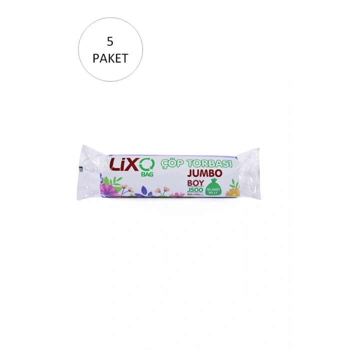 J-500 Jumbo Boy Çöp Torbası 80 x 110 cm 10 Lu Rulo x 5 Paket = 50 Adet (Siyah) mudanis