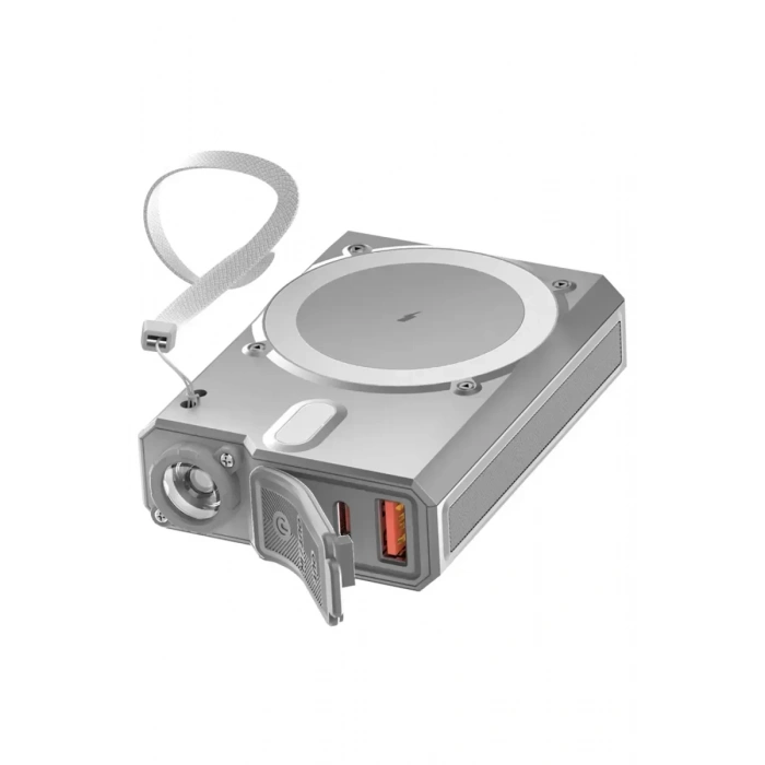 J38 10.000 mAh 20W PD Led Işıklı Magsafe Powerbank - Gri