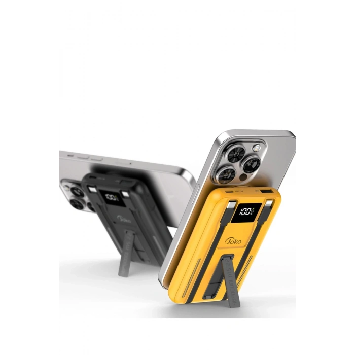 J39 10.000 mAh 20W PD Dahili Kablolu Magsafe Powerbank - Siyah