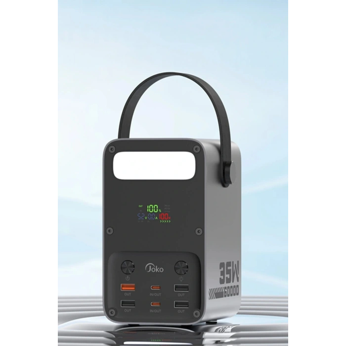 J51 60.000 mAh Dijital Sarj Göstergeli Led Işıklı 35W PD Powerbank - Gümüş