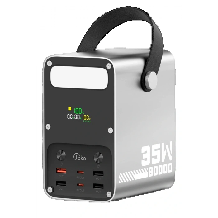 J52 80.000 mAh Dijital Şarj Göstergeli Led Işıklı 35W PD Powerbank - Gümüş