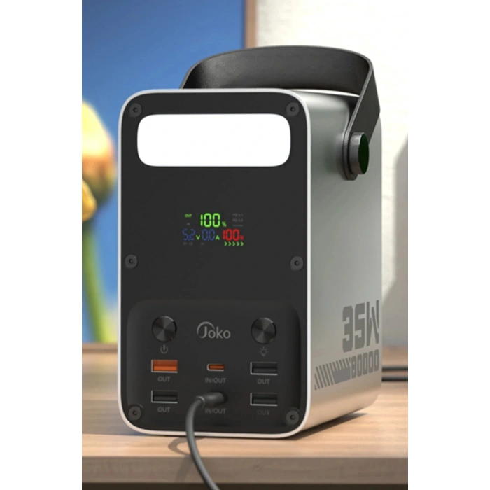 J52 80.000 mAh Dijital Şarj Göstergeli Led Işıklı 35W PD Powerbank - Gümüş