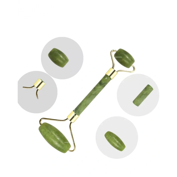 Jade Roller Ve Gua Sha Taşı Yüz Bakım Masaj Seti
