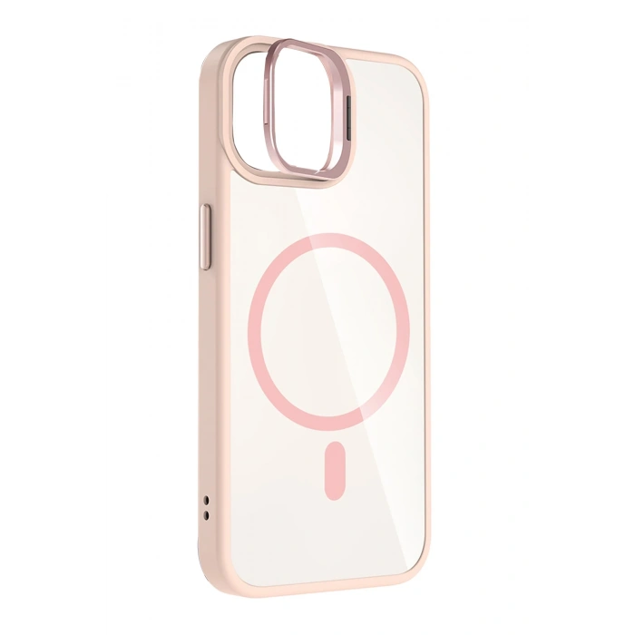  Apple iPhone 11 Remim Lensli Magsafe Standlı Kapak - Pembe