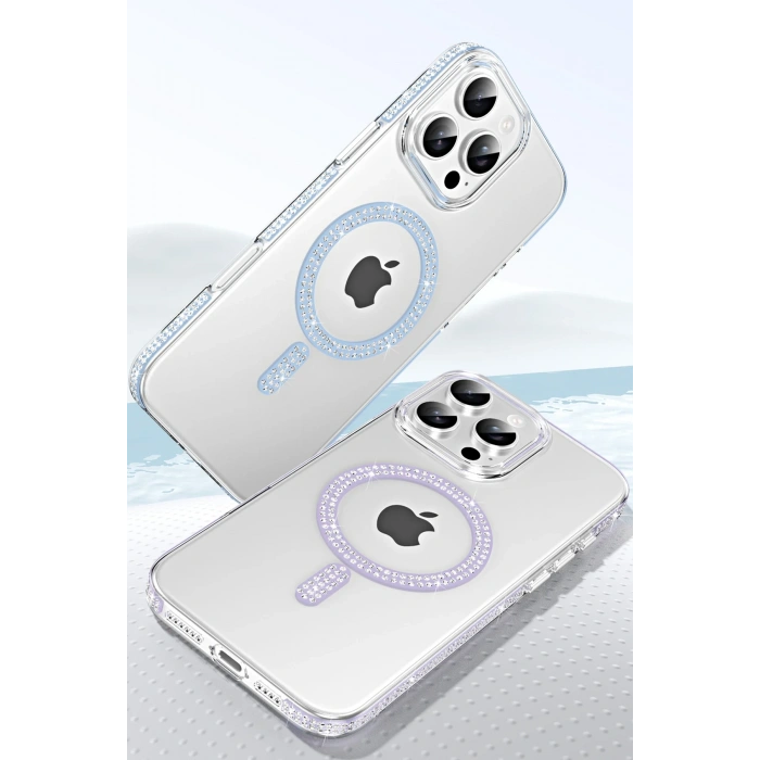  Apple iPhone 14 Move Taşlı Magsafe Kapak - Siyah