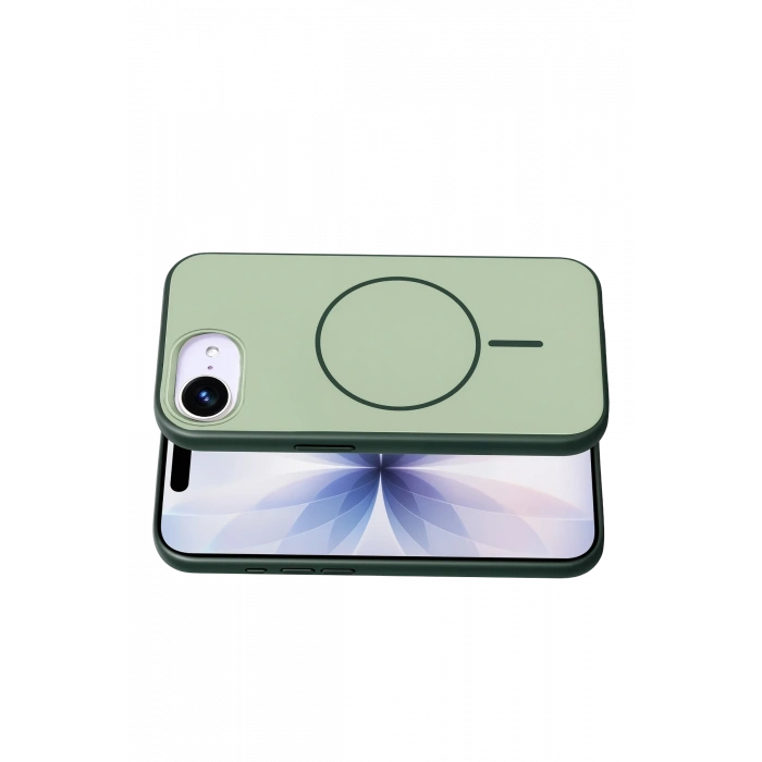  Apple iPhone 16E Neva Magsafe Kapak - Koyu Yeşil