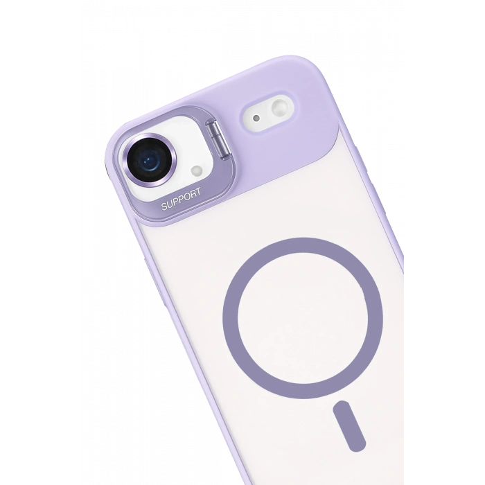  Apple iPhone 17 Air Remim Lensli Magsafe Standlı Kapak - Lila