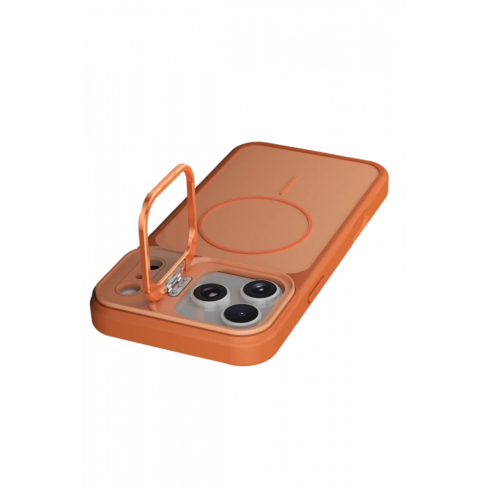  Apple iPhone 17 Pro Max Pale Magsafe Standlı Kapak - Turuncu